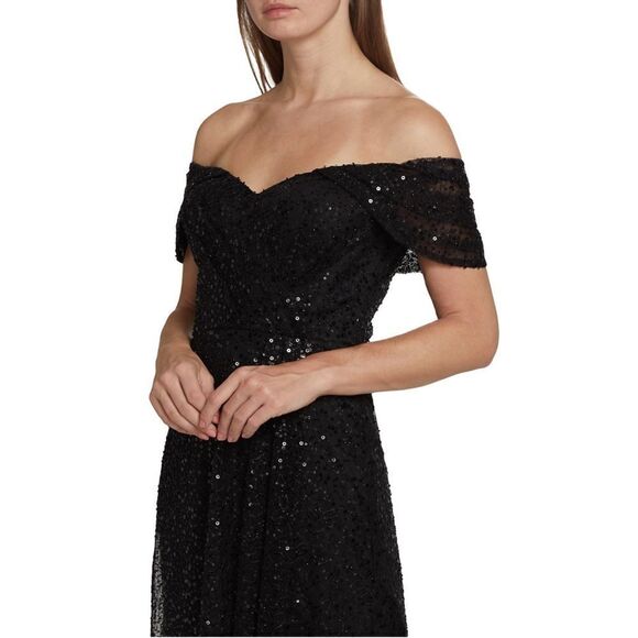 Teri Jon by Rickie Freeman Sequin Mesh Midi-Dress size 12 - Picture 3 of 13